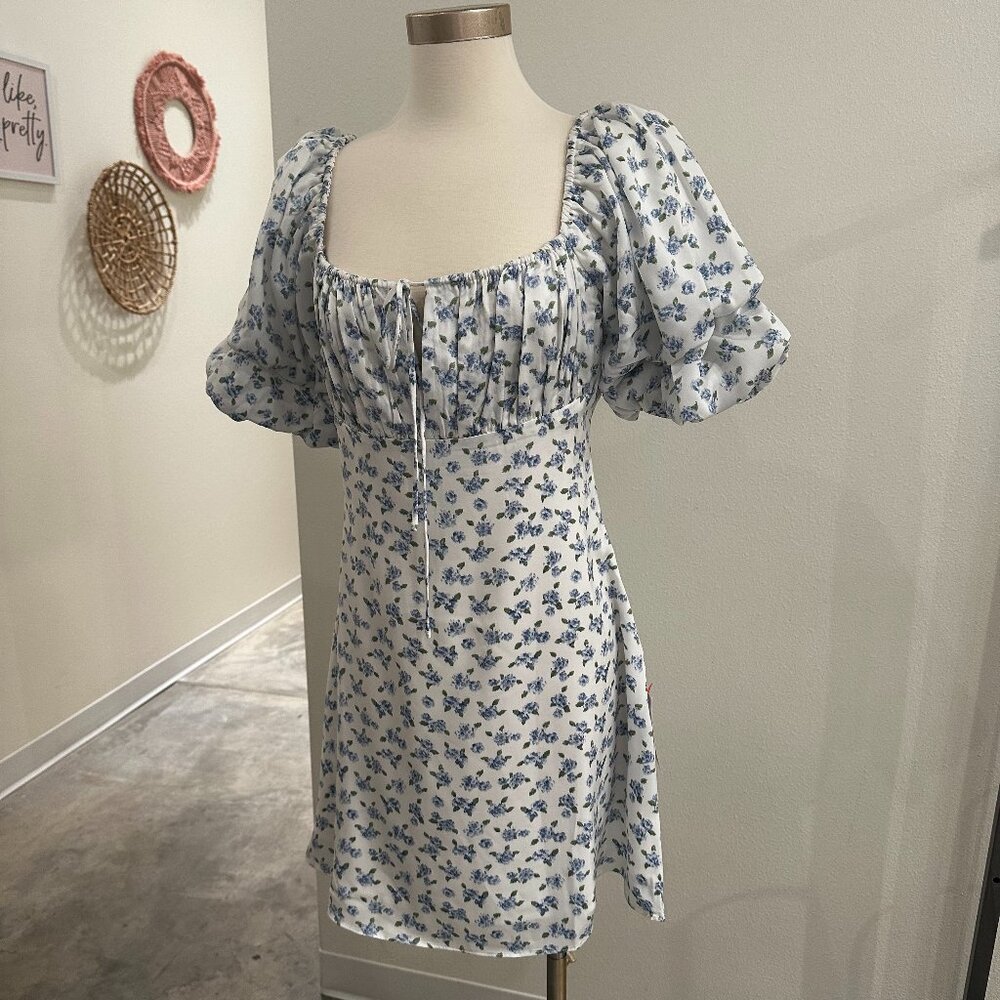 Free The Roses Floral Print Satin Mini Dress